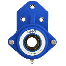 NG waterproof flange bearing F3 Ø25, 3-bolt, open cover, blue